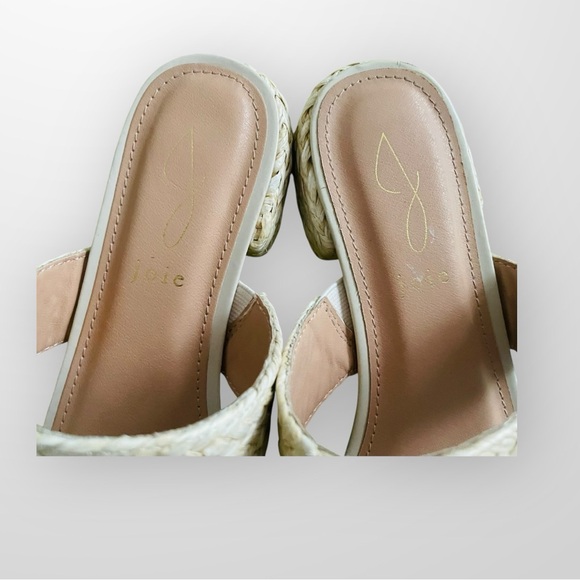 Joie Niki Natural Raffia Woven Block Heel Women's Cream Size 9  Sandals - Picture 5 of 10